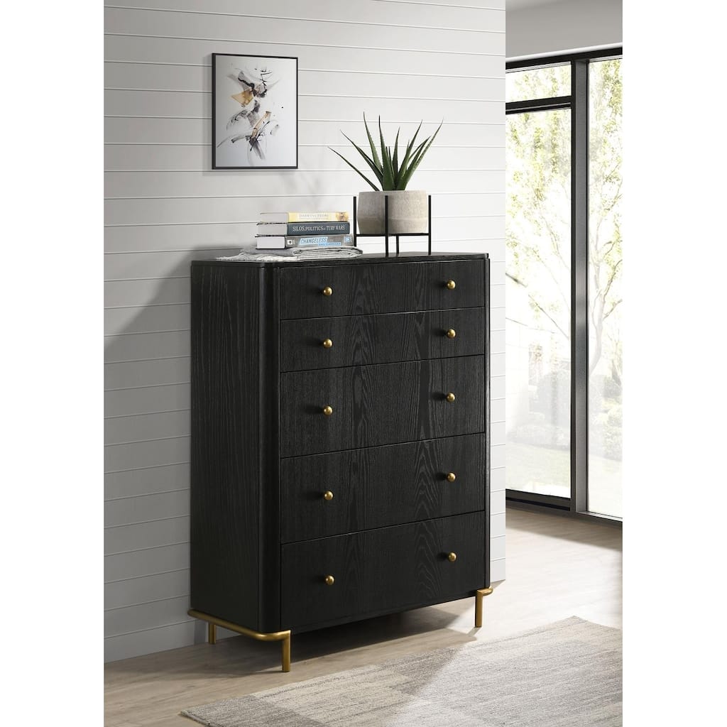 Anser Black 5-drawer Chest