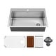 preview thumbnail 2 of 7, Karran Elite WST-26-PK1 Top Mount 33" Single Bowl Stainless Steel Workstation Kitchen Sink with Right Drain