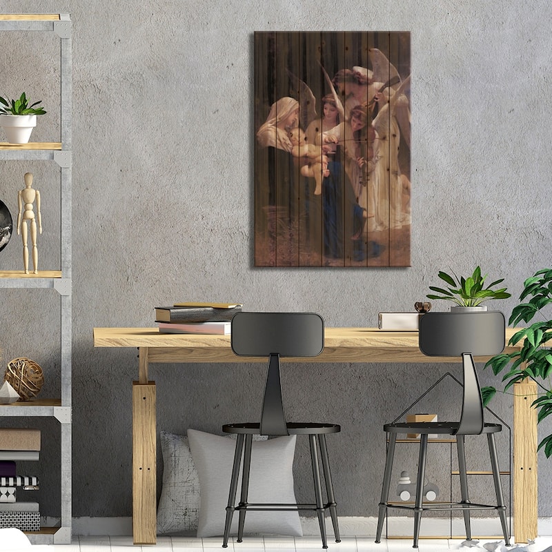 Song of The Angels Print On Wood by William-Adolphe Bouguereau - Multi-Color