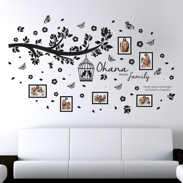 slide 2 of 7, Walplus Family Tree Photo Frame Birdcage Butterfly Wall Stickers Decor
