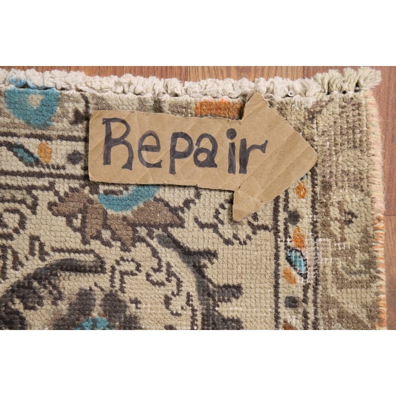 Distressed Tabriz Persian Rug Handmade Floral Wool Carpet - 9'5" x 12'4"
