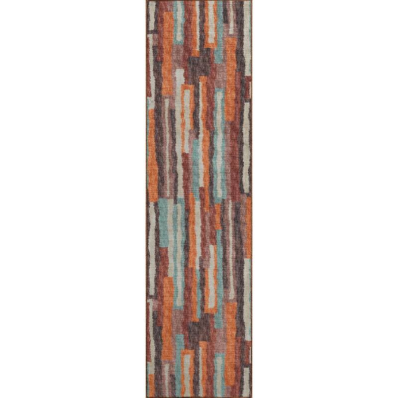 Indoor/ Outdoor Addison Bravado Abstract Striped Washable Area Rug