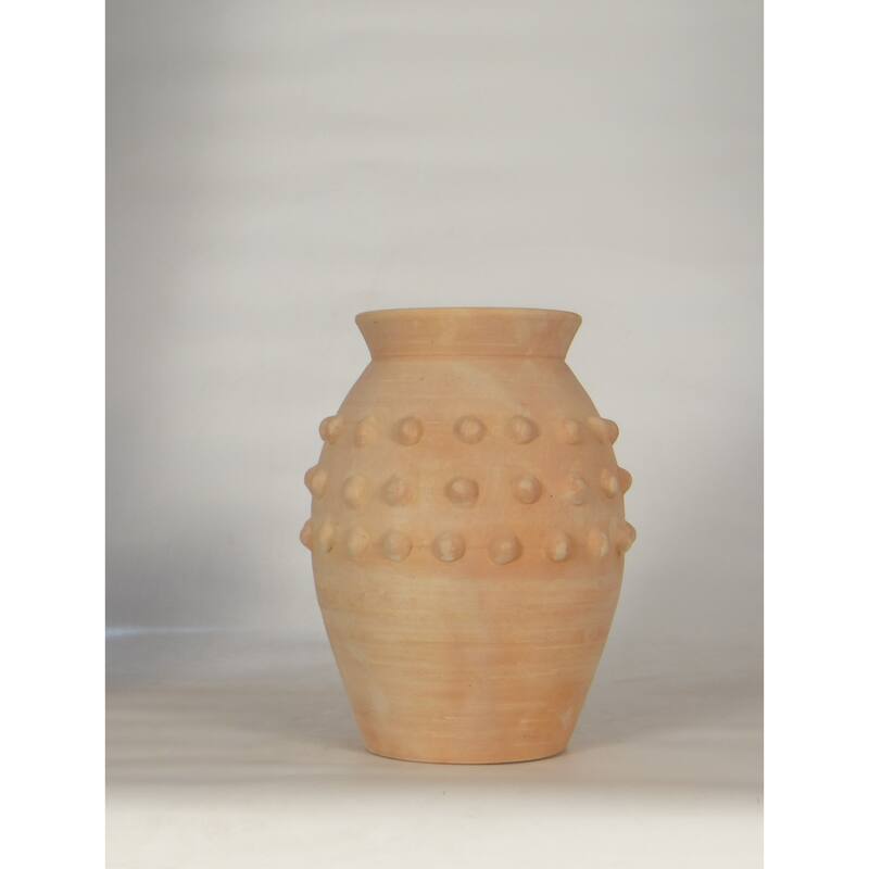 Solid Beaded Terracotta Vase - 10.75" - Brown