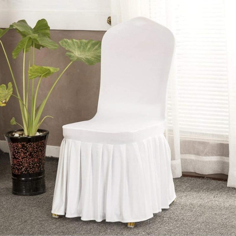 Ruffled Stretchable Dining Chair Slipcover Chair Cover Set of 50 - 18"x18"x39" - White