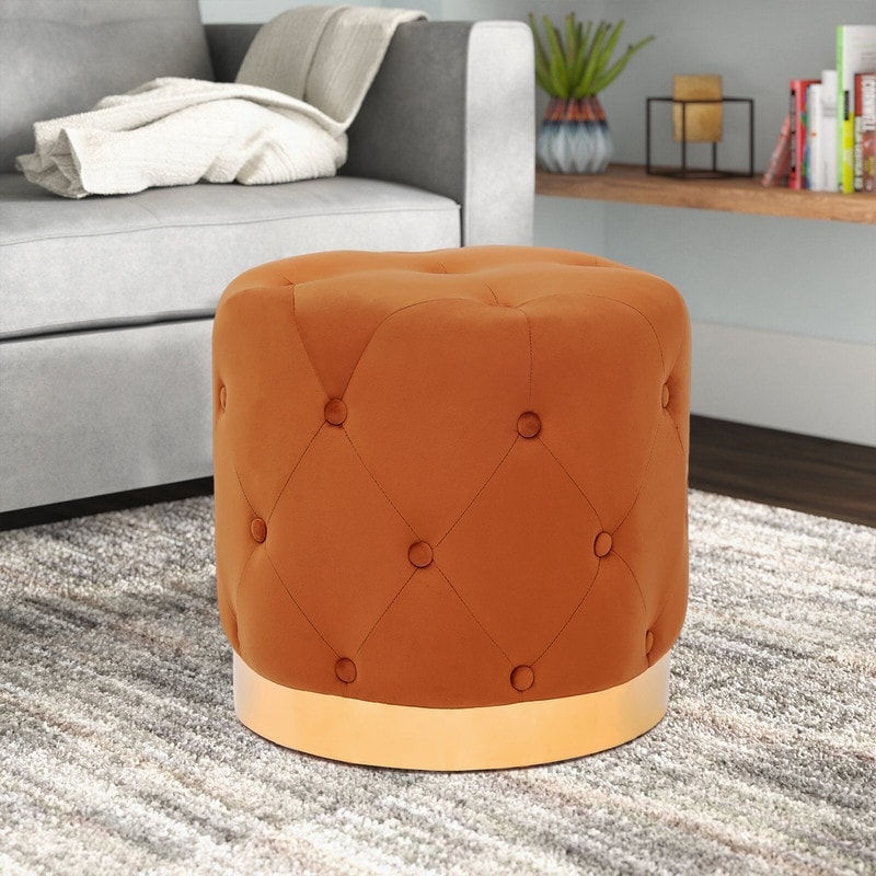 Orange sales tufted ottoman