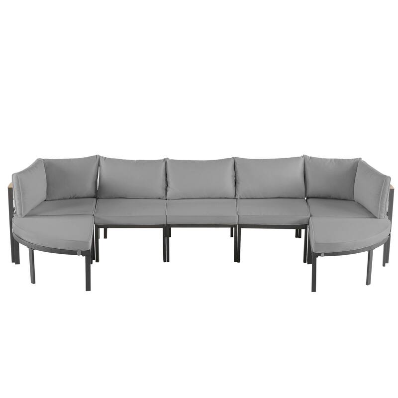 Outdoor Modular Sectional Sofa Set with Coffee Table, Ottoman, Cushions