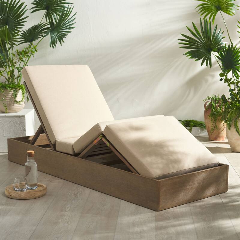 SAFAVIEH Couture Cornie Wood Chaise Lounge Chair - 37 In. W x 78 In. D x 14-34 In. H - 37"W x 78"D x 14-34"H