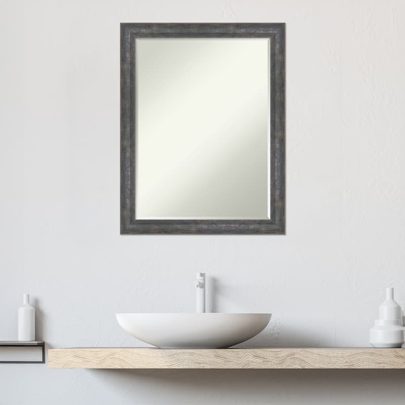 Angled Half-Inch-Bevel Wood Framed Bathroom Vanity Wall Mirror - Glass Size 18x24