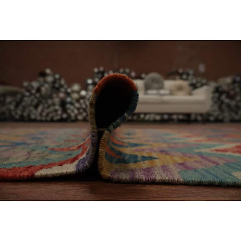 Hand Woven Oriental 100% Wool Carpet Southwestern Geometric Multi-Colored Kilim Area Rug - 5' 0'' X 3' 5''