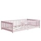 preview thumbnail 28 of 84, Montessori Twin Size Toddler Floor Bed with Fence without Door, Open-row Design Wood Frame Platform Bed with Safety Guardrails