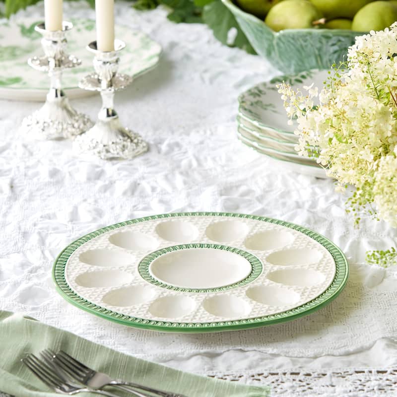 Certified International Le Jardin Embossed Rattan Egg Plate - 12.25"W x 12.25"D x 0.875"H