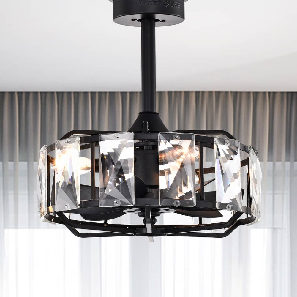 Alban 16 Inch Matte Black Crystal Shade Fandelier