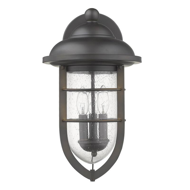 3-Light Hardwired Flush Mount Exterior Wall Sconce with Wet Rated and Bronze Glass Shade E12 Base - 17.5”H x 10”W x 11.5”D