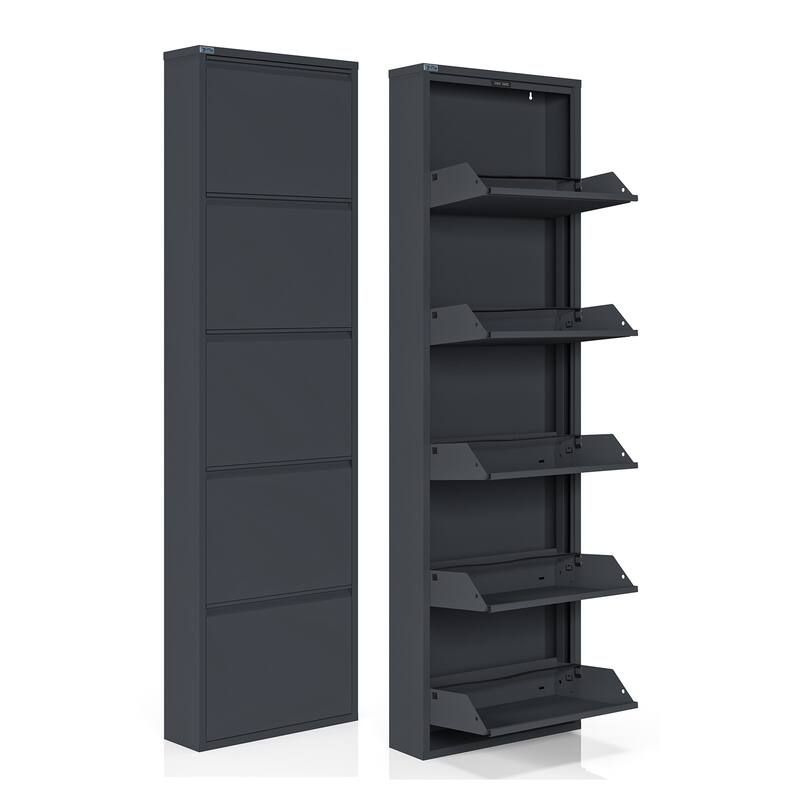Antibacterial 5 Tier metal shoe cabinet without holes