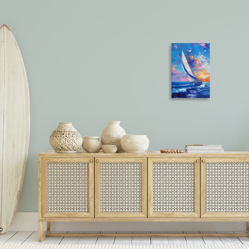 Stupell Abstract Boat at Sunset Canvas Wall Art Design By LSR Design Studio