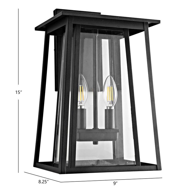 SAFAVIEH Velza Outdoor Wall Lantern - 9"x8.3"x15" - 9"W x 8"D x 15"H