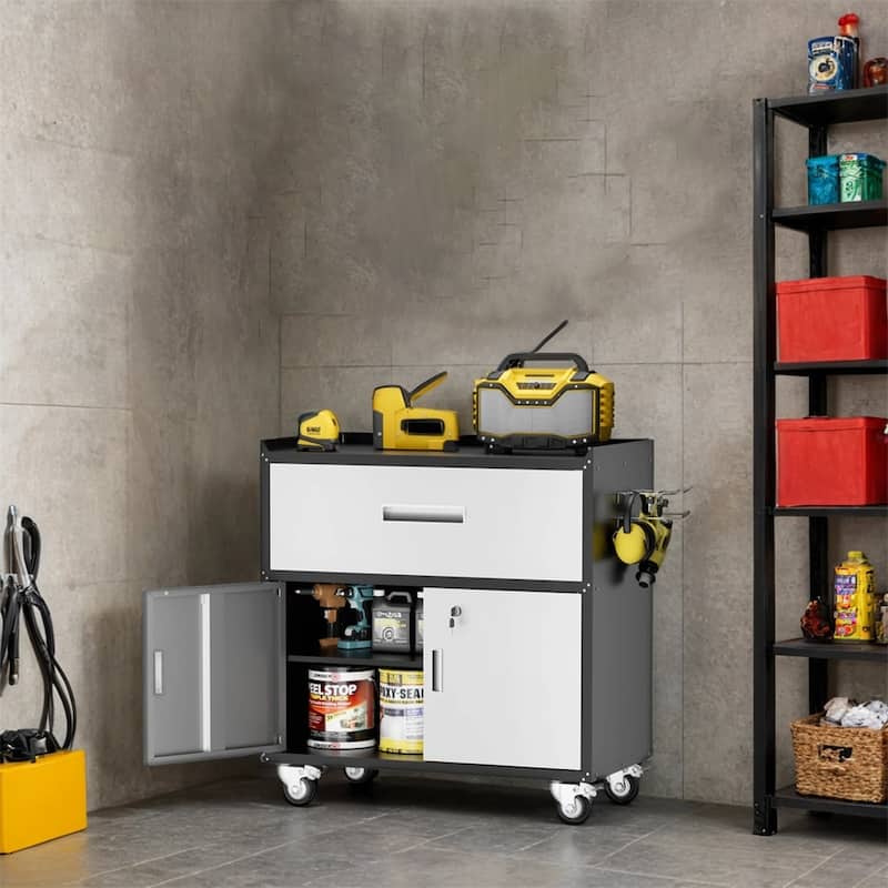 Metal Garage Cabinets,Rolling Tool Cart Boxes with Wheels