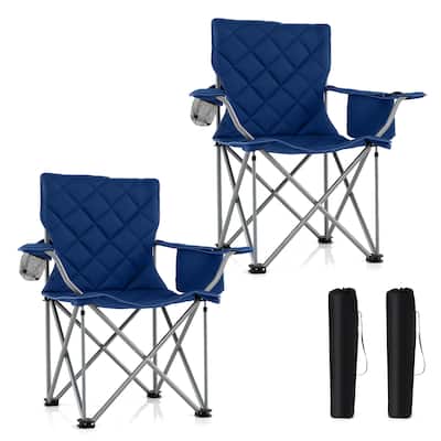 Gymax 2PCS Oversized Camping Chairs Heavy Duty Outdoor Folding Chair