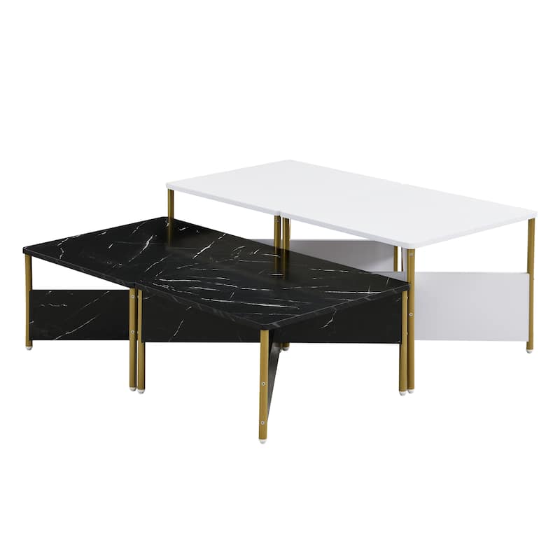 Modern Nesting Coffee Tables Set of 4 -Mid Square Living Room Table, Free Adjustable Shape,Versatile and Accent Furniture
