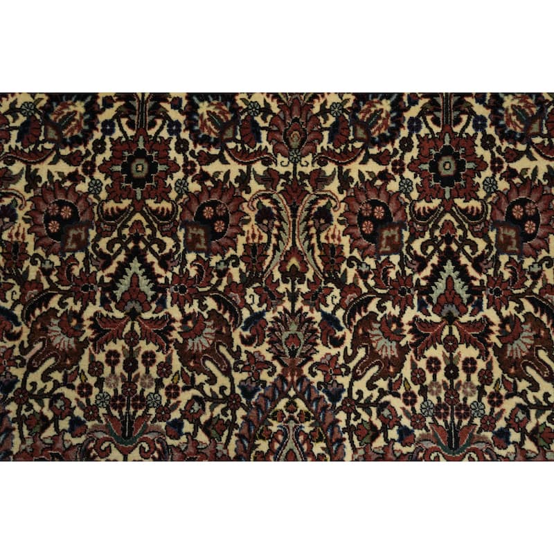 Hand Knotted Oriental 100% Wool Carpet Traditional All-Over Beige & Ivories Bidjar Area Rug - 9' 9'' X 6' 8''
