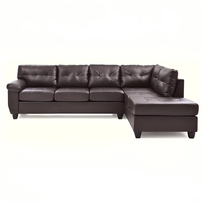 Sectional Sofa, Cappuccino, PU, 111x78x32 inches, 205 lbs, Removable Backs, Adjustable Chaise