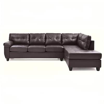 Sectional Sofa, Cappuccino, PU, 111x78x32 inches, 205 lbs, Removable Backs, Adjustable Chaise