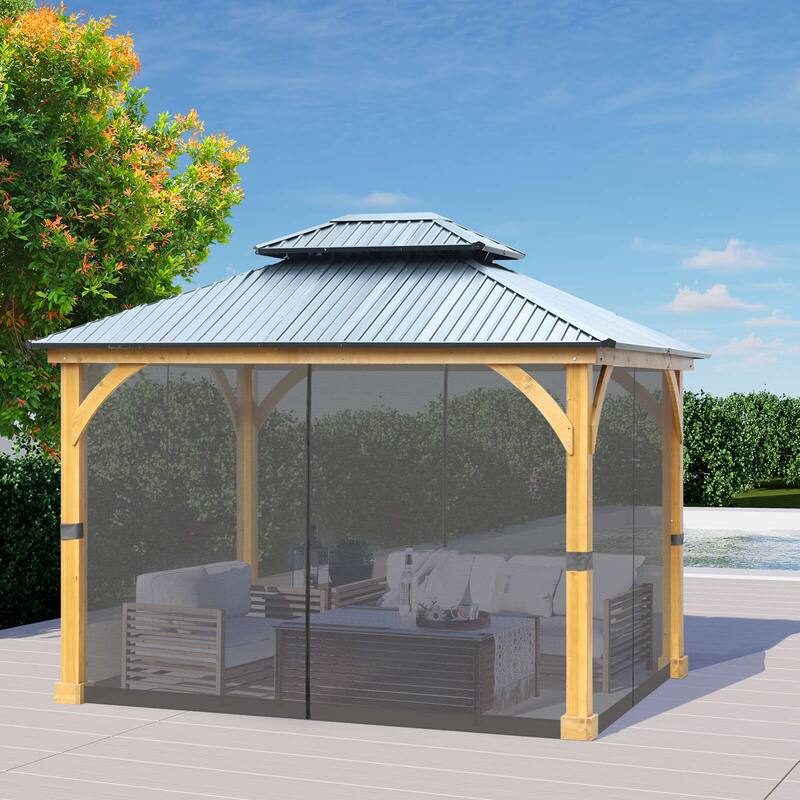 Aoodor Gazebo Netting Screen Replacement Outside Universal 4-Panel Sidewalls 10' x 13' (Only Netting)