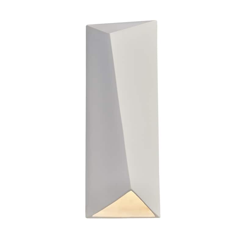 Justice Design Group Ambiance Large Outdoor LED Ceramic Diagonal Rectangle Wall Sconce with Closed Top - Bisque