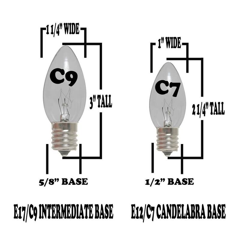 100 Foot C9 Ceramic Christmas Light Set, Hanging String Lights, Green Wire