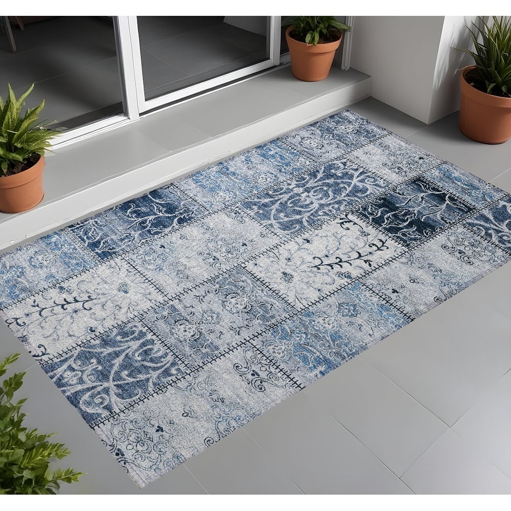 Mane Patchwork Weather Resistant Blended Style Outdoor Rug