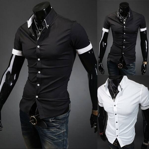 Shop Mens Fashion Dress Shirts Plaid Slim Fit Short Sleeved Shirts