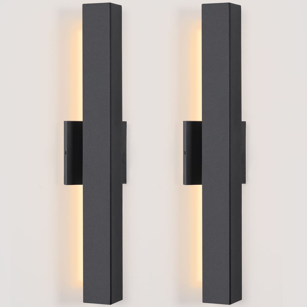 Modern Minimalist Black Outdoor Integrated LED Wall Sconce(2-Pack) - 21.8"