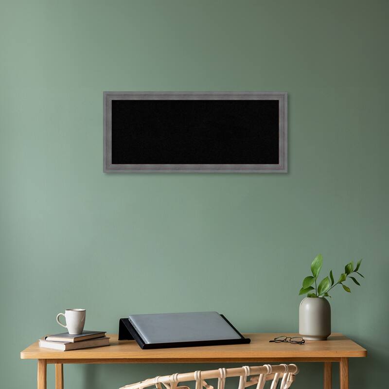 Dixie Blue Grey Rustic Wood Framed Black Corkboard Bulletin Board
