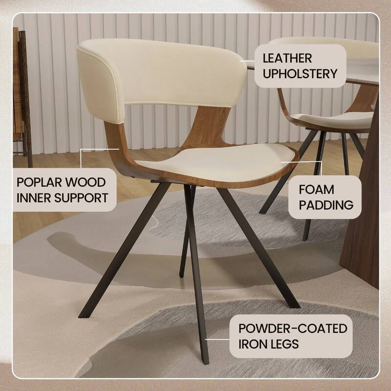 Nymia Upholstered Dining Chair with Saddle Seat - Velvet or Leather Accent Chair with Open Back and Iron Legs Set of 4