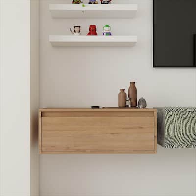 29-Inch Floating Bathroom Vanity Cabinet - Scratch-Resistant Melamine Finish, Ample Storage, Imitative Oak Color - 29.13in L