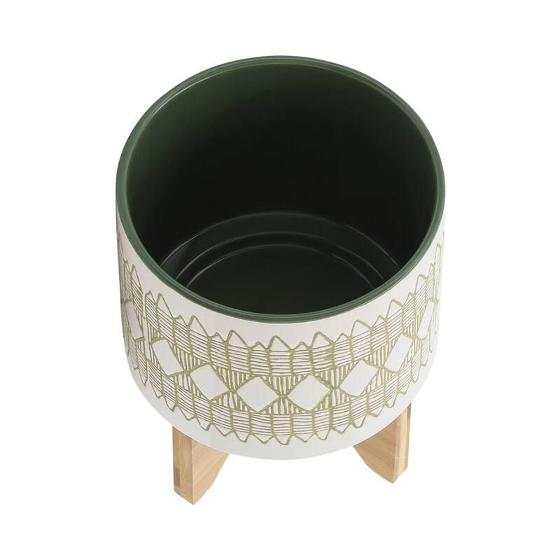 Sagebrook Home Abstract Ceramic Planter on Stand Indoor/Outdoor