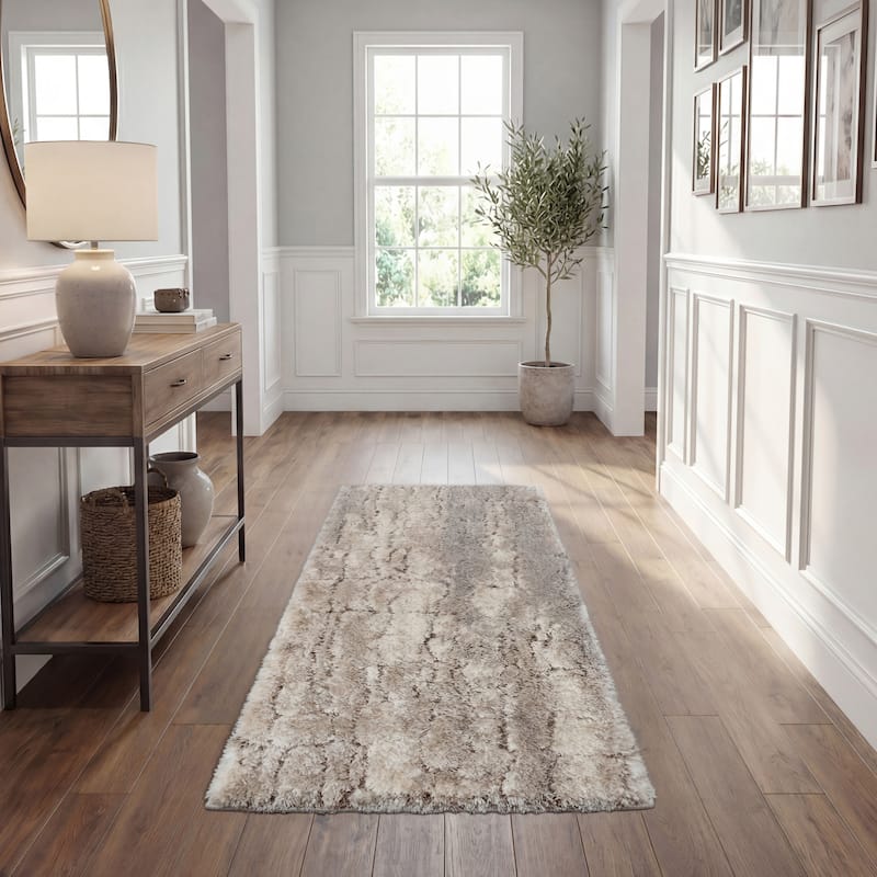 Nourison Luxurious Shag Ultra Plush Glam Abstract Area Rug - 2'2" x 6' - Ivory/Beige - Runner