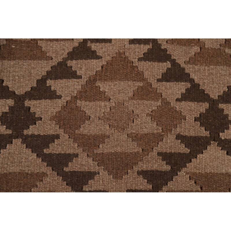Hand Woven Oriental 100% Wool Carpet Southwestern Geometric Brown Kilim Area Rug - 9' 6'' X 6' 6''
