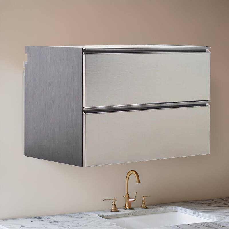 Osy Wall Mounted Garage Utility Cabinet, 2 Sliding Drawers, Gray, Chrome