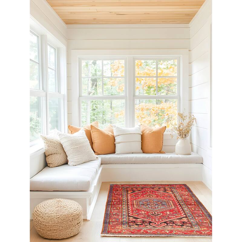 ECARPETGALLERY Hand-knotted Andelz Red Wool Rug - 4'5 x 6'7