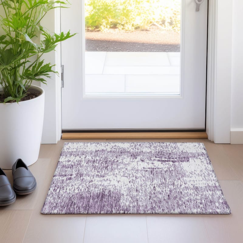 Machine Washable Indoor/ Outdoor Modern Abstract Chantille Rug