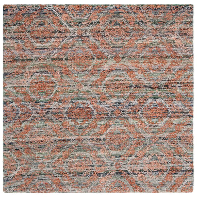 SAFAVIEH Handmade Marquee Nahla Rug - 6' Square - Grey/Rust