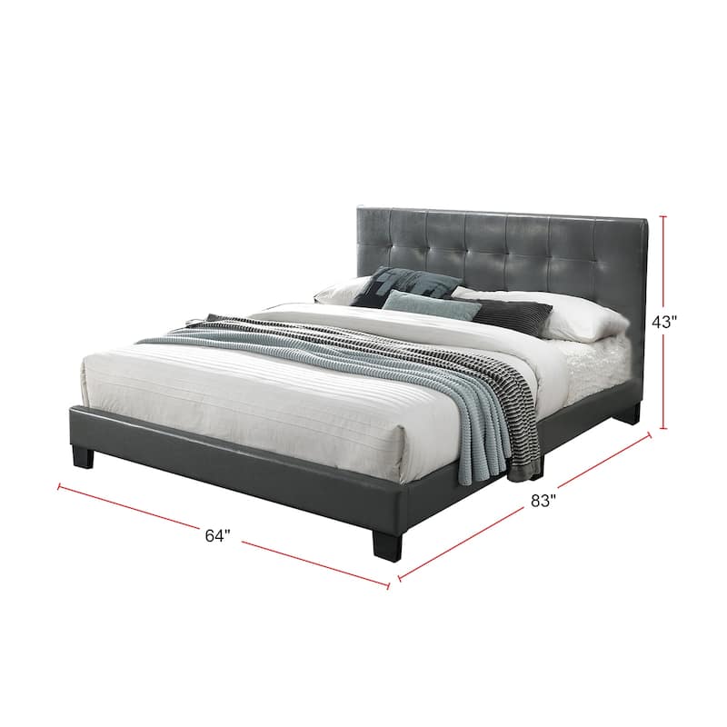 Faux Leather Upholstered Bed with Tufting