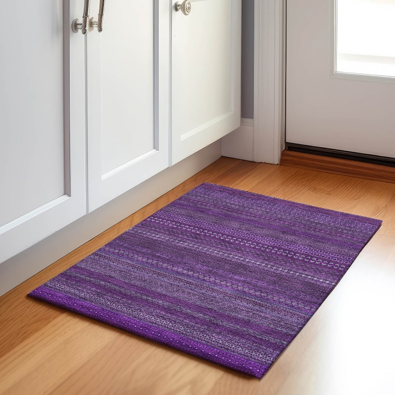 Premium Washable Super Soft Boho Stripes Mayfield Rug - Eggplant - 1' 8" x 2' 6" - Rectangle
