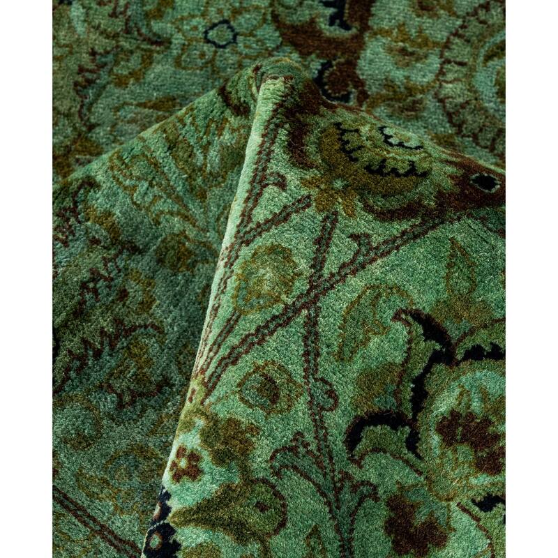 Overdyed One-of-a-Kind Hand-Knotted Area Rug - Green - 8' 1" x 8' 1"