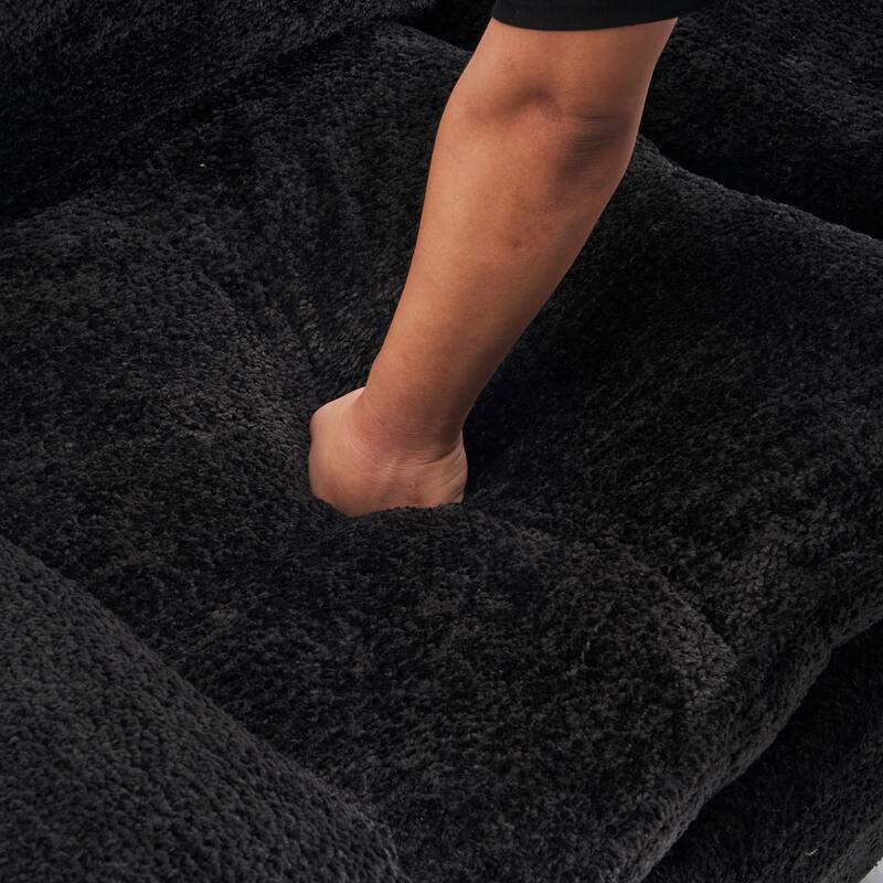 Modern Deep 3-Seat Sofa Couch with Ottoman