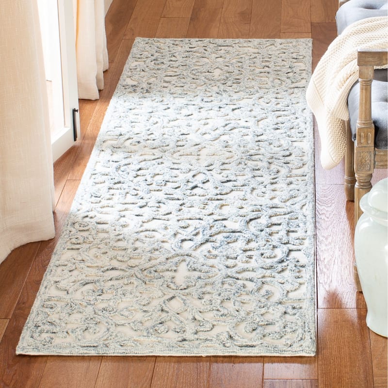 SAFAVIEH Handmade Trace Megane Modern Wool Rug - 2'3" x 6' Runner - Charcoal/Ivory