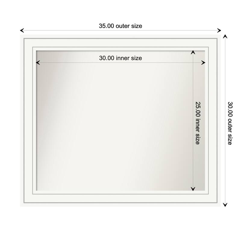 Craftsman White Framed Non-Beveled Custom Wall Mirror, Bathroom Vanity Mirror - Outer Size: 35 x 30