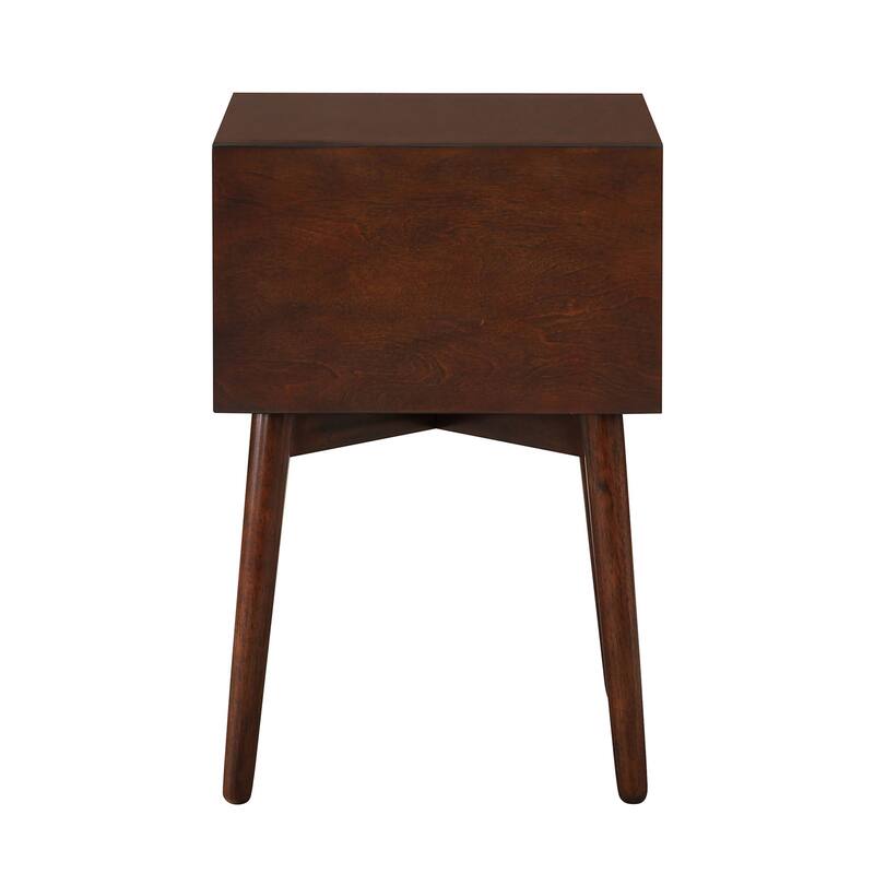 DH BASIC Mid-Century Modern Wood 2-Drawer Compact Nightstand Side Table by Denhour