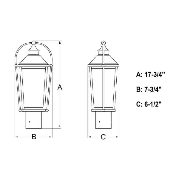 Lexington 1 Light Dusk to Dawn Black Outdoor Post Lamp Clear Glass - 7.75-in W x 17.75-in H x 6.5-in D